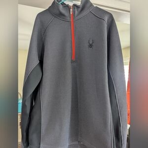 Spyder Charcoal Half-Zip Core Sweater Pullover with Red Zipper. Men's XXL